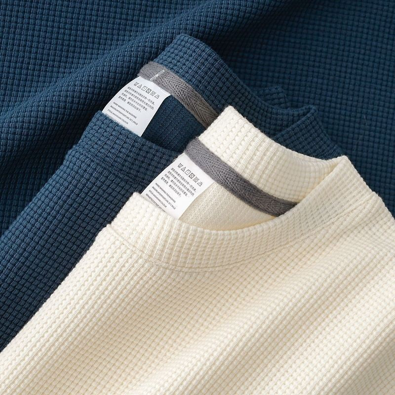 Men's Premium Waffle-Knit Round Neck T-Shirt | Summer Short Sleeve Streetwear Top