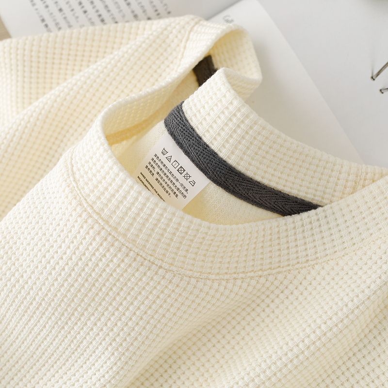 Men's Premium Waffle-Knit Round Neck T-Shirt | Summer Short Sleeve Streetwear Top