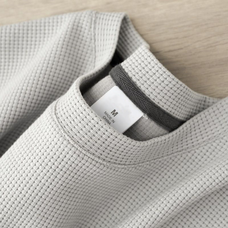 Men's Premium Waffle-Knit Round Neck T-Shirt | Summer Short Sleeve Streetwear Top