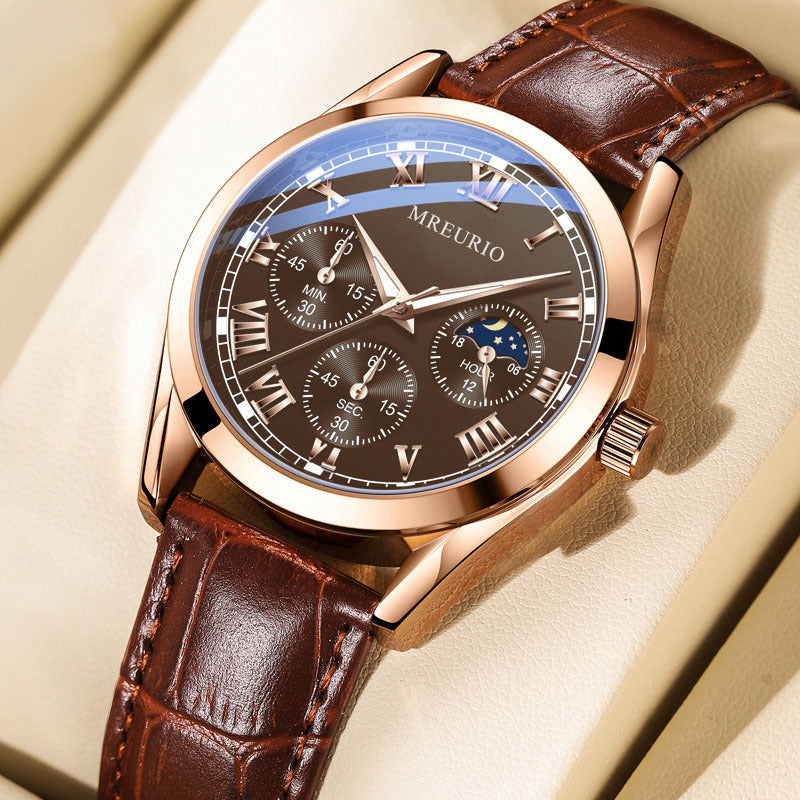 Men's Luxury Business Quartz Watch | Classic Leather Strap Dress Wristwatch