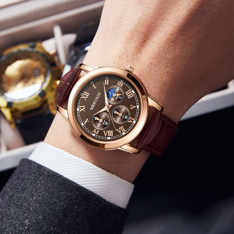Men's Luxury Business Quartz Watch | Classic Leather Strap Dress Wristwatch